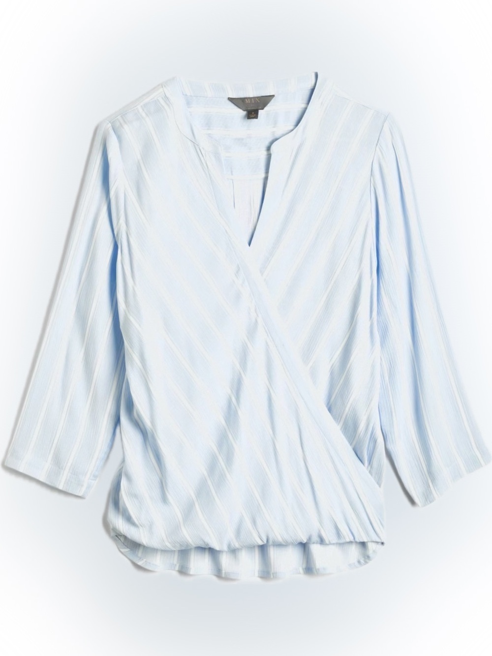 41 Hawthorn Pale Blue Striped Faux-Wrap Blouse
